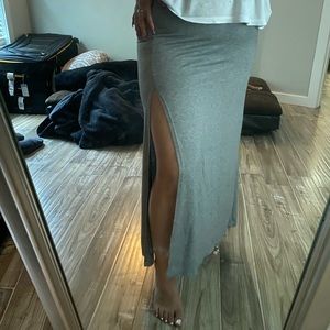 High Waisted Slit Maxi Skirt